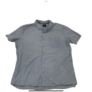 Hurley Shirt Mens XXL Short Sleeve Blue Chambray Beach Skate Cotton Classic Fit